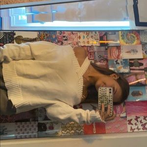 Off the shoulder white sweater